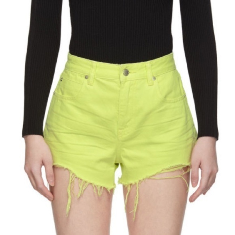 Alexander Wang Bite Neon Yellow Denim Shorts